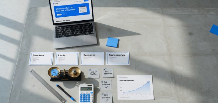 Angle-view tabletop scene in soft daylight: a smartphone with the site app showing a